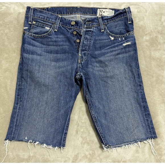Hollister‎ Boomer Low Rise Slim Boot Jeans Men's 32x34 Shorts Western y2k Cutoff - Picture 1 of 7